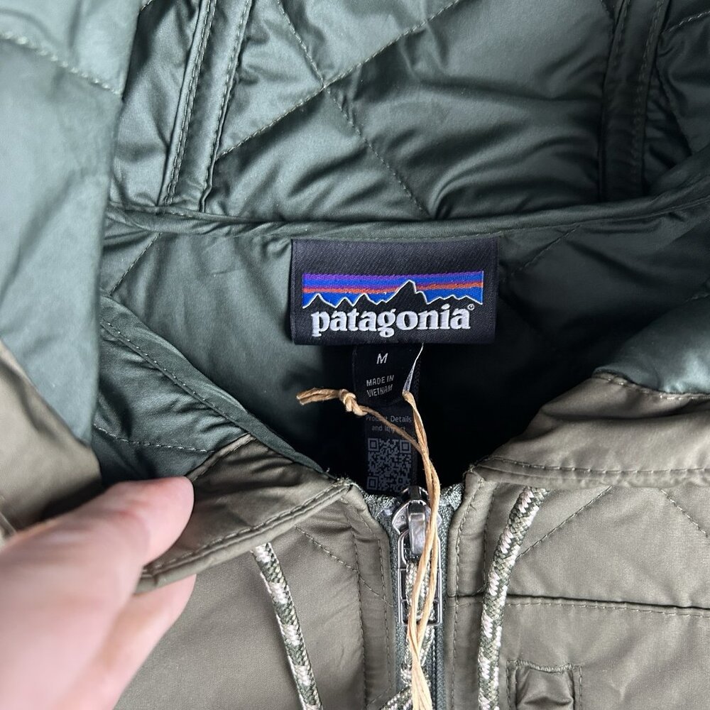 Patagonia Women’s Diamond Quilted Bomber Hoody Jacket Size Medium Basin Green - Picture 5 of 11